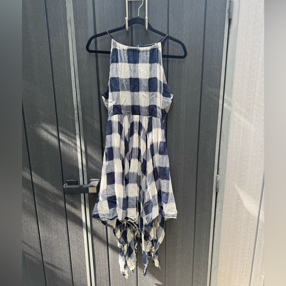Blue and White Halter Mini Sundress
